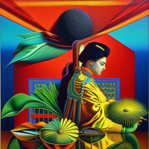 Surreal Photorealistic Portrait in Deep Triadic Colors