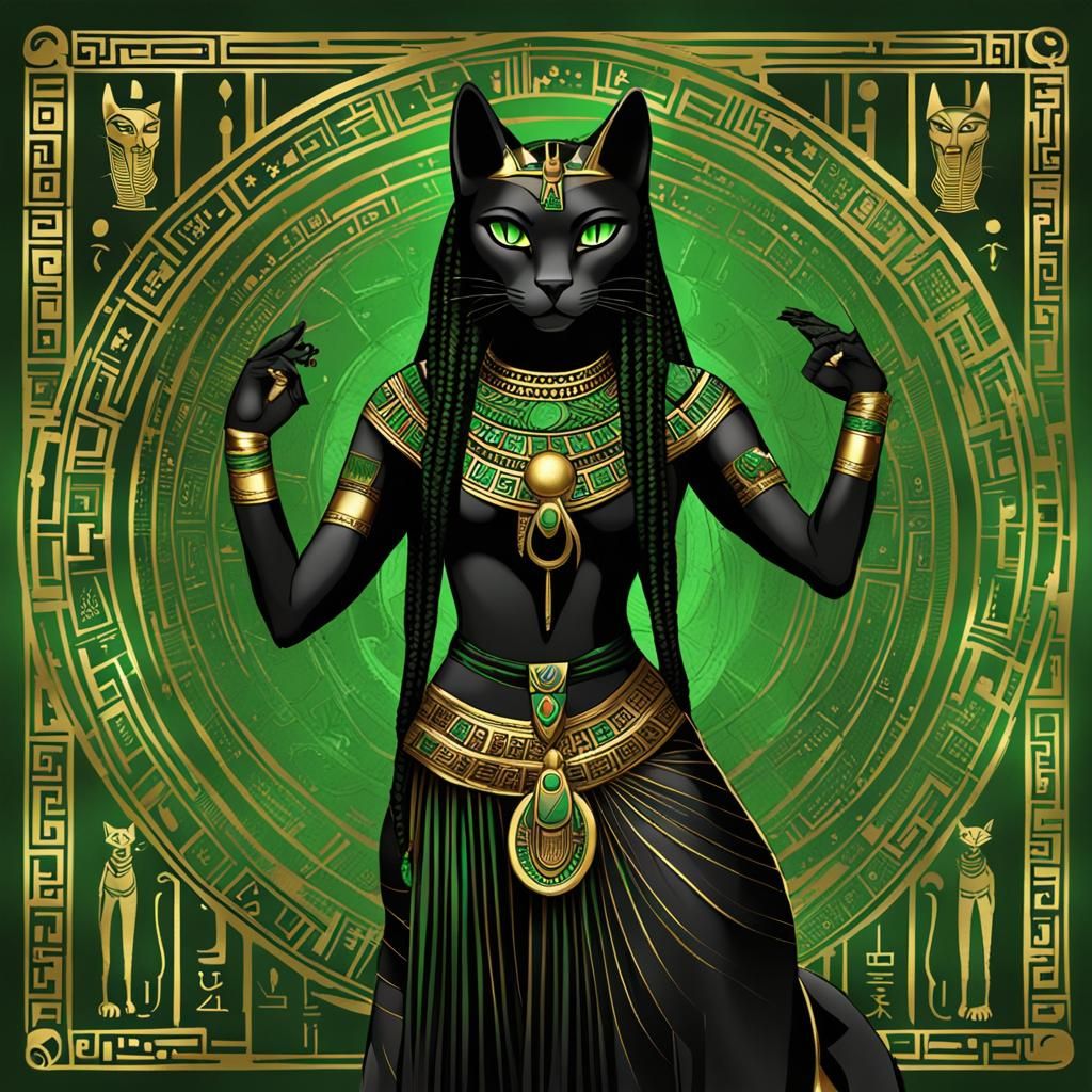 Bastet: Black and Gold Egyptian Warrior