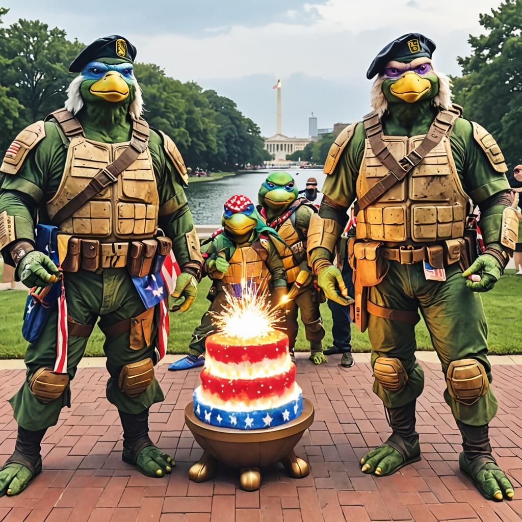 Patriotic Fourth of July Celebration with Ninja Turtles