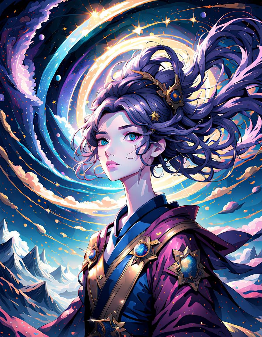 Cosmic Entity Tears Reality in Anime Style