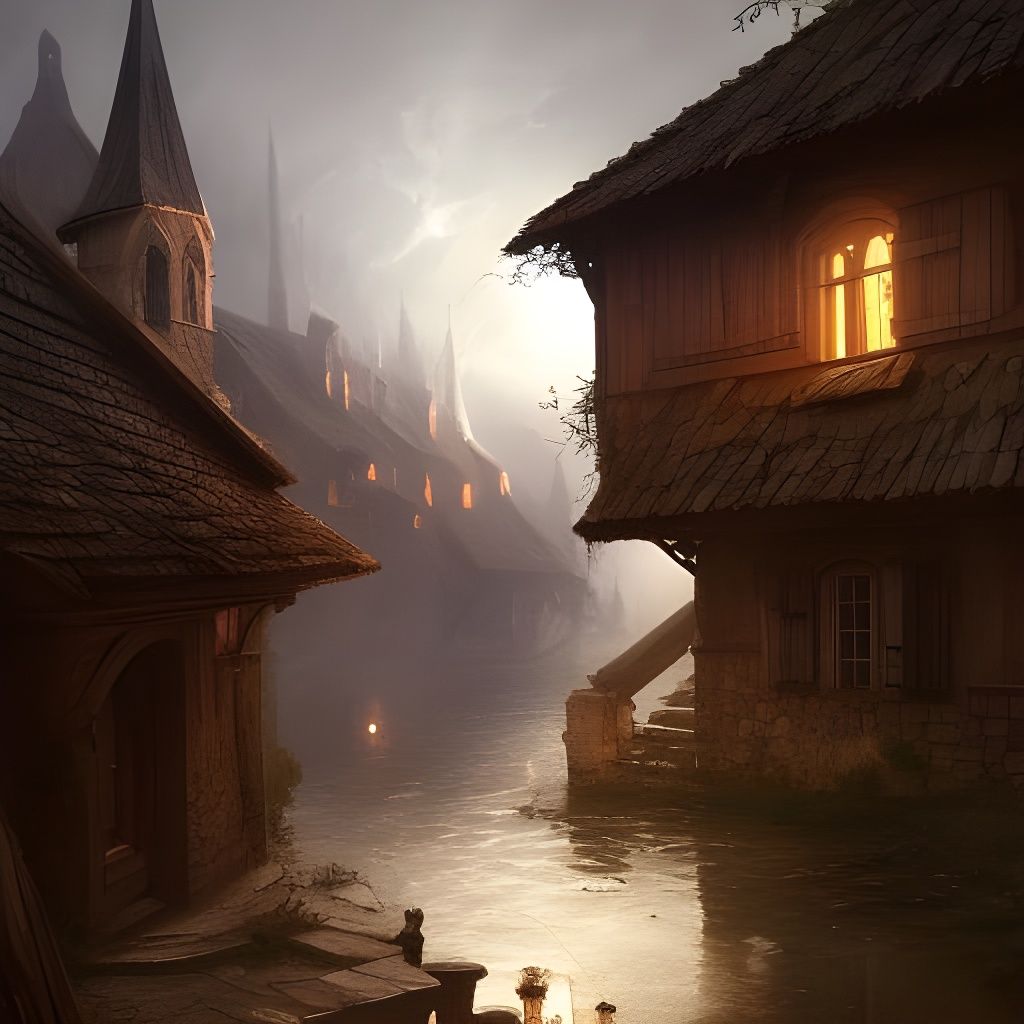 Dark Fantasy Croatian Village Concept Art