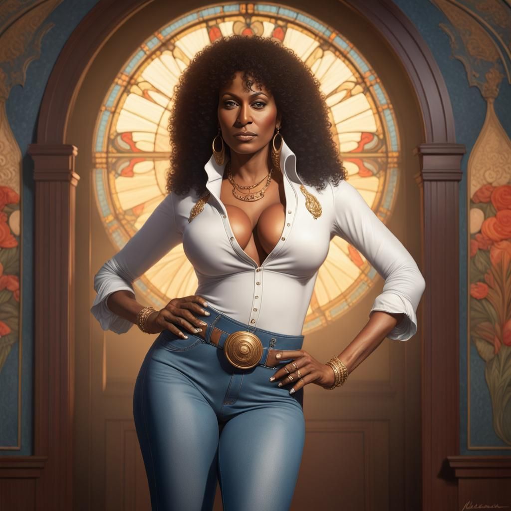 Pam Grier Portrait in Digital Art Style