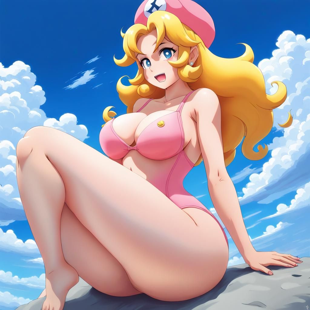Princess Peach in Anime Style with Curvy Figure