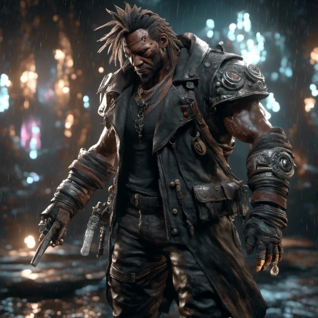 Hyperreal Barret from Final Fantasy VII in 8K