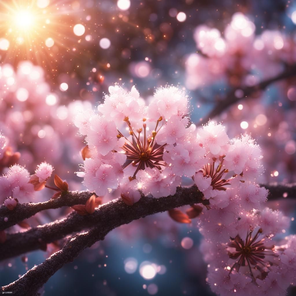 Enchanting Sakura Flower with Fractal Effects