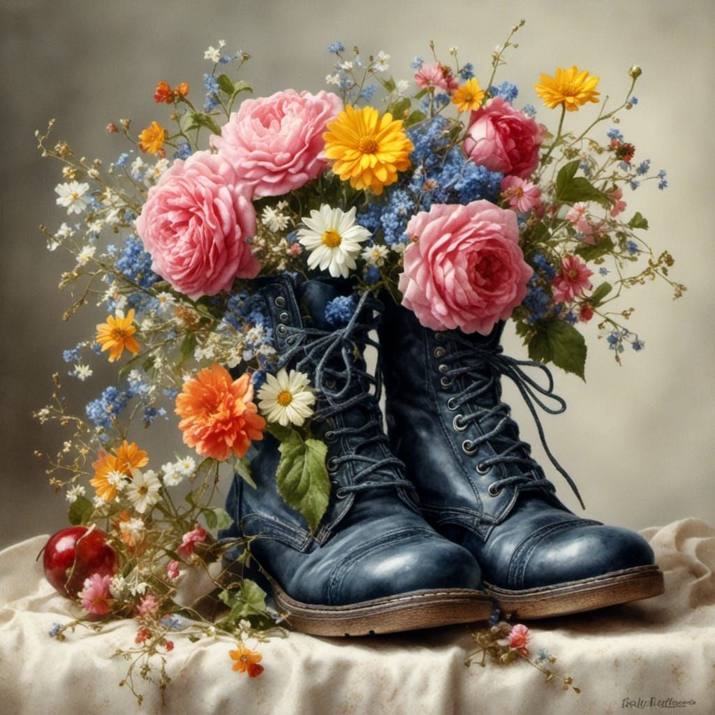 Child in Oversized Hat and Shoes, Photorealistic Painting