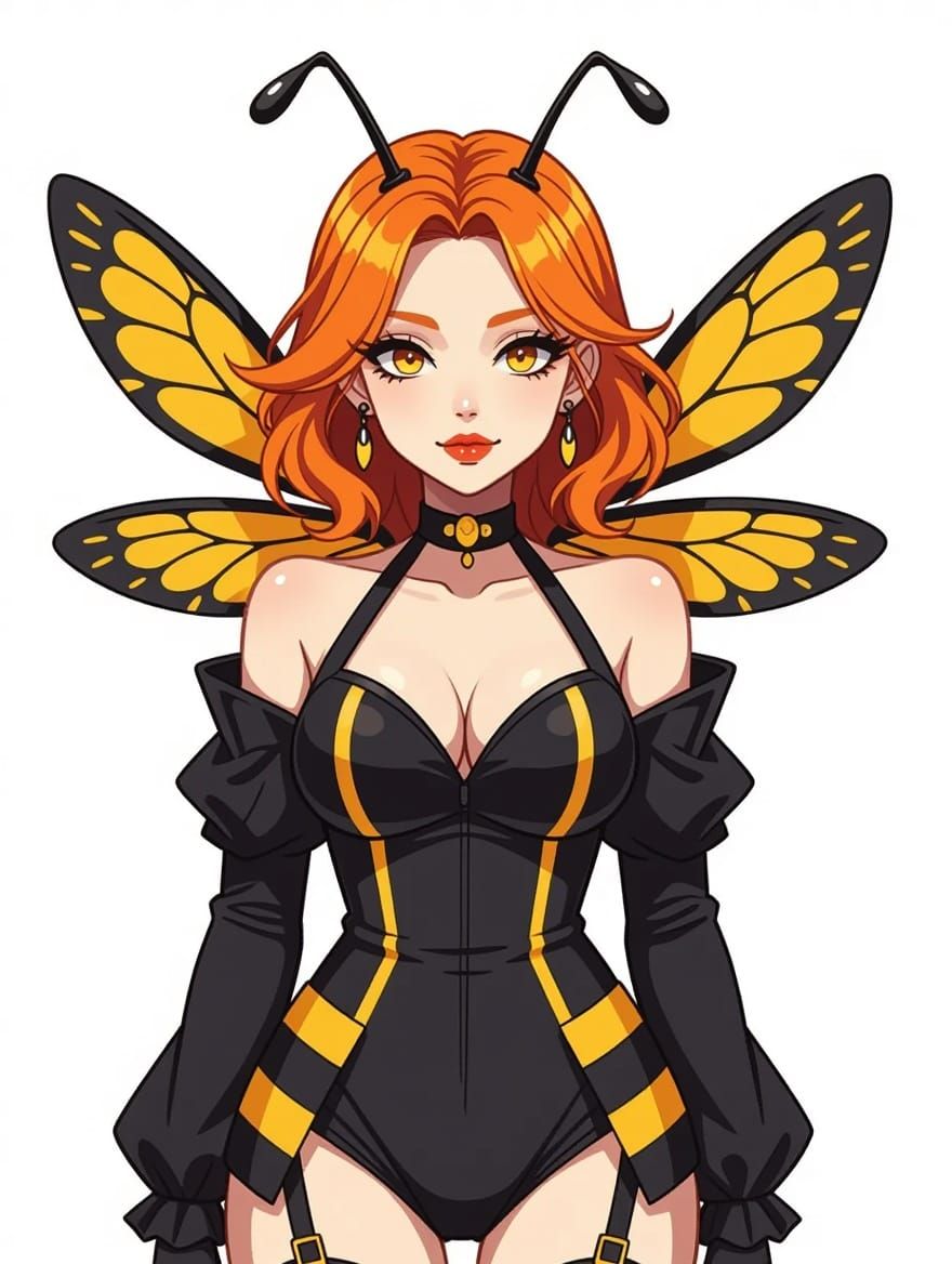 Cute Gothic Bee-Woman in Studio Trigger Style
