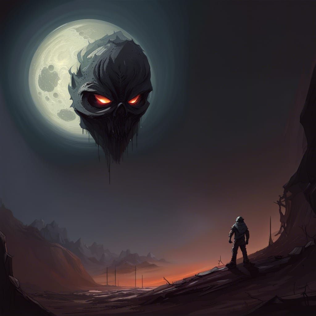 Sinister Moon Over Earth: A Greg Rutkowski-Inspired Vision