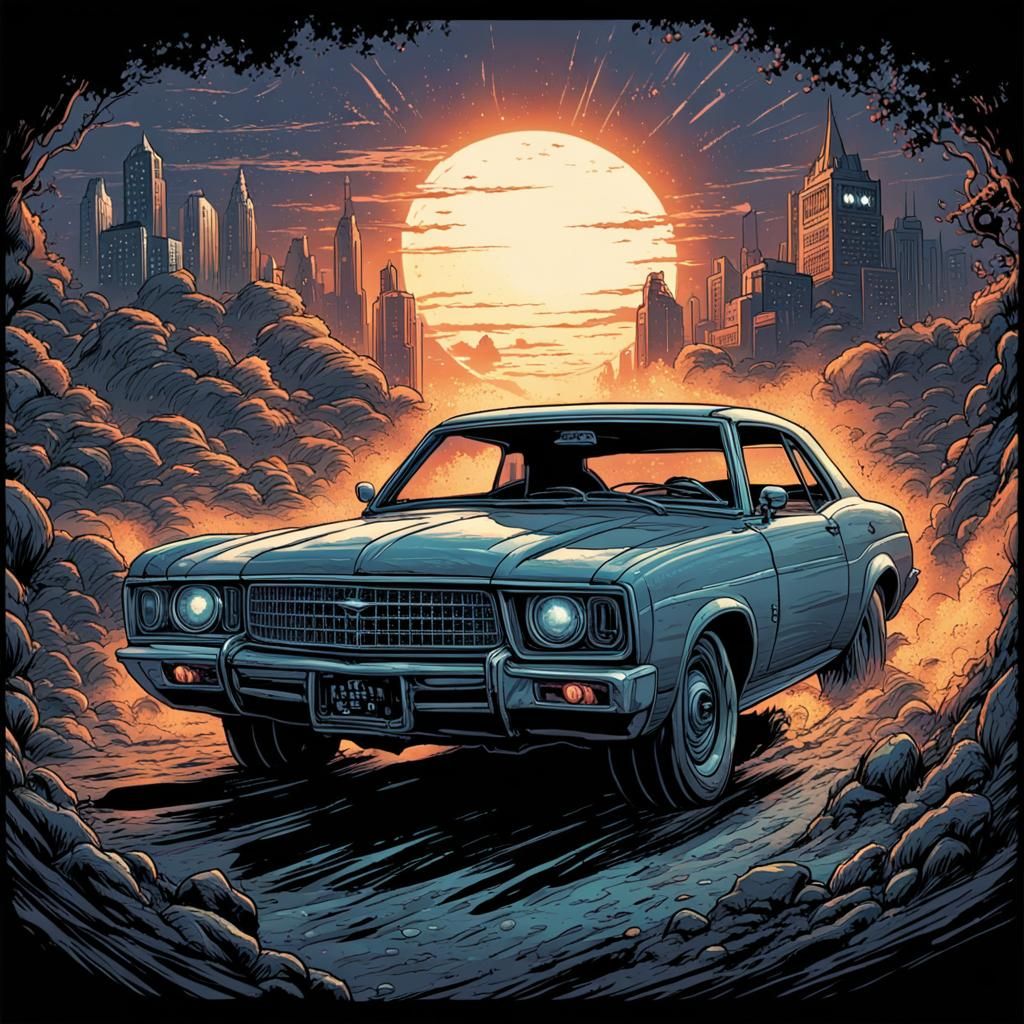 Car Contest T-Shirt Design in Comic Book Art Style