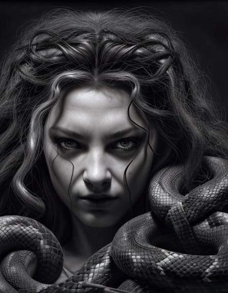 Medusa in Graphite: Hyper-Realistic Snake Hair Portrait