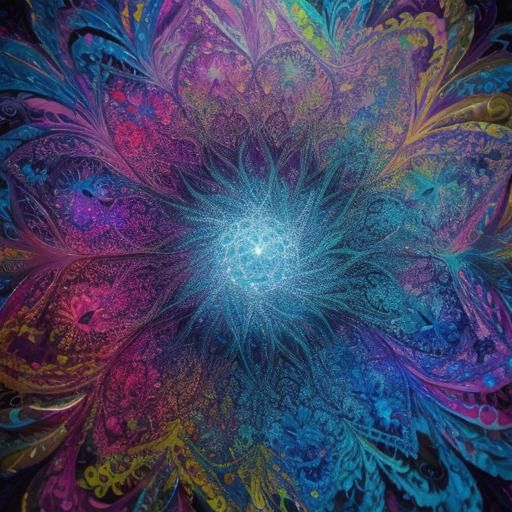 Colorful Praying Hands in Abstract Graffiti Art Style