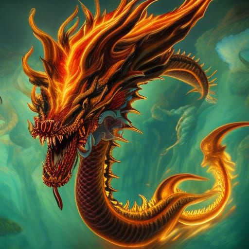 Fiery Dragon Flower: Detailed Fantasy Art