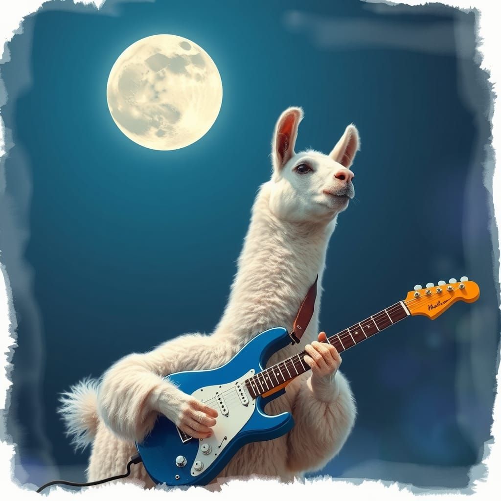 Llama Sings and Plays Guitar at Moon