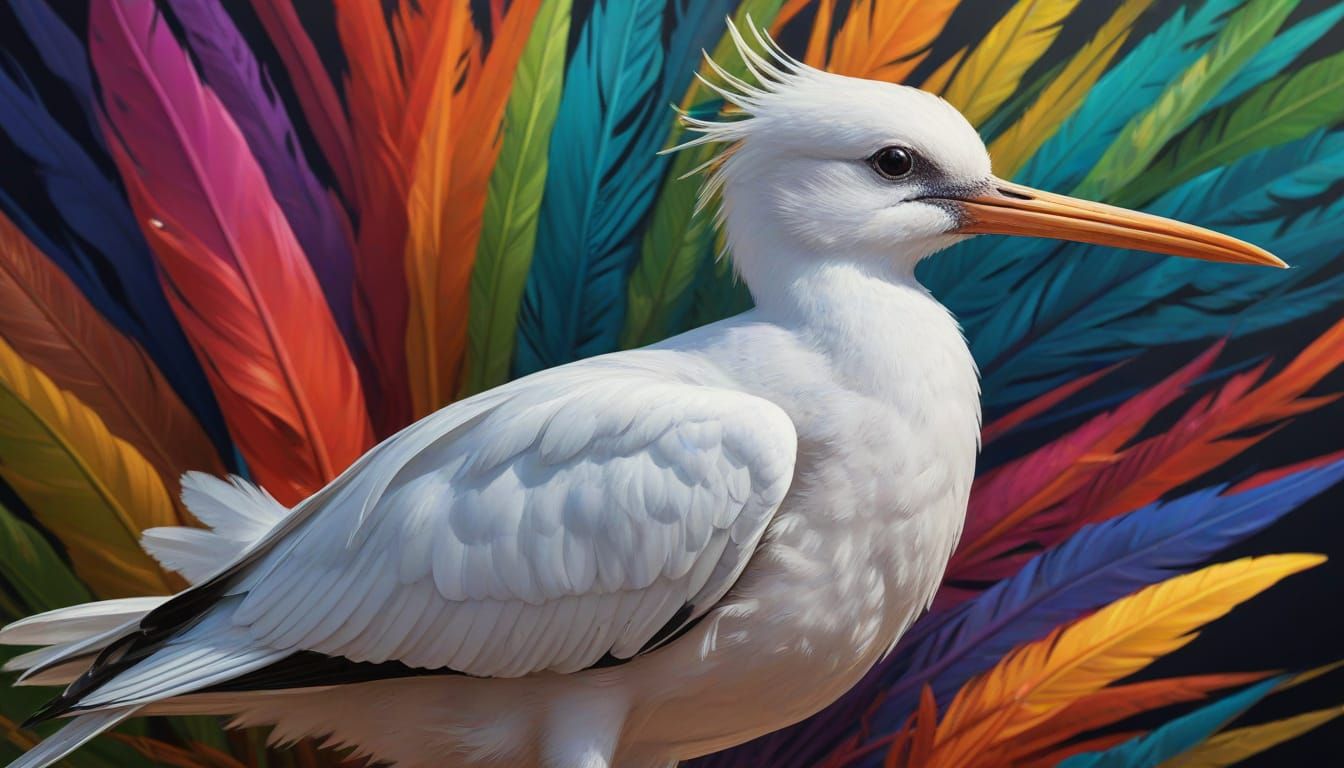 White-tailed Tropicbird in Hyperrealistic Splash Art