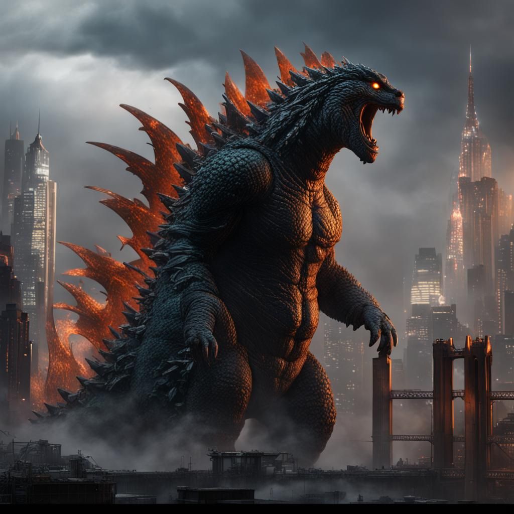 Detailed Godzilla Matte Painting in 8k Resolution