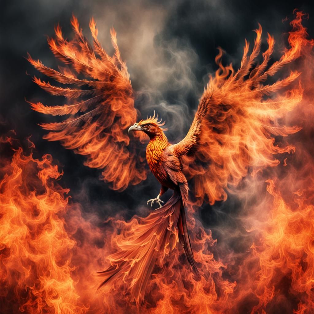 Phoenix Rising from Wildfire Embers: Double Exposure