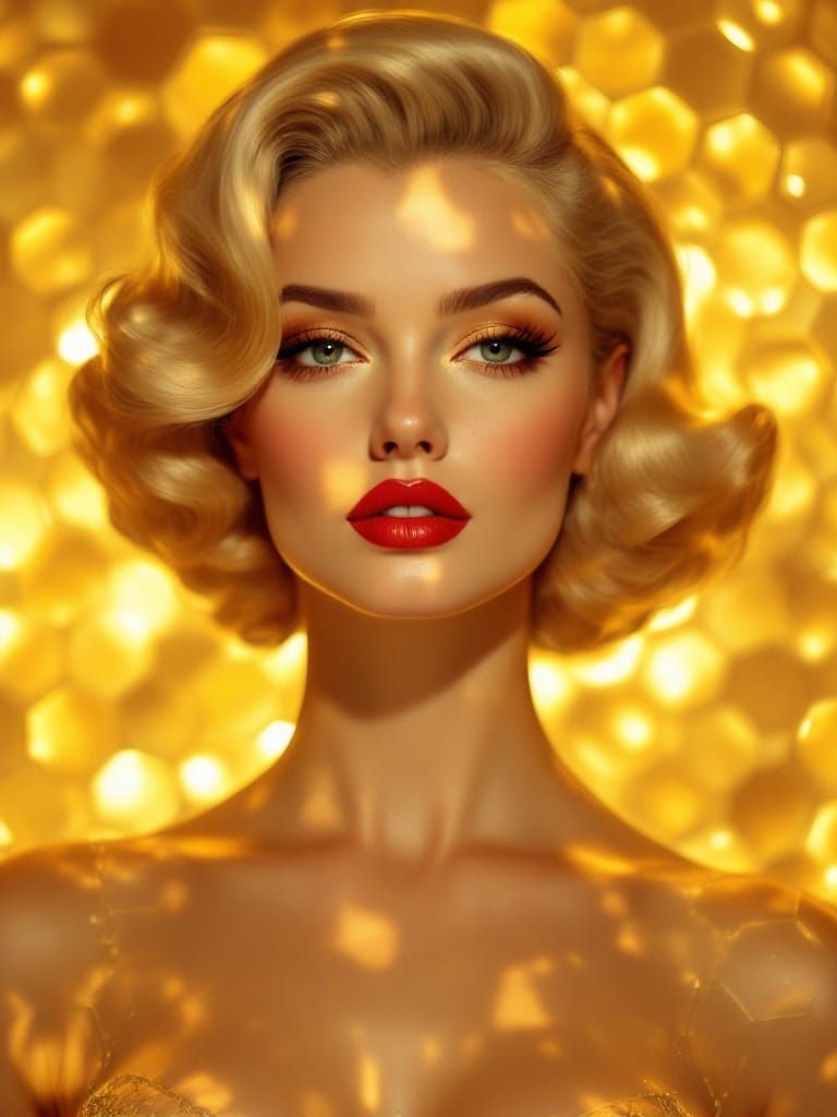 Honey Overlay on 1950s Pin-Up Woman