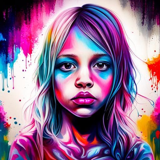 Colorful Graffiti Art of Six-Year-Old Girl