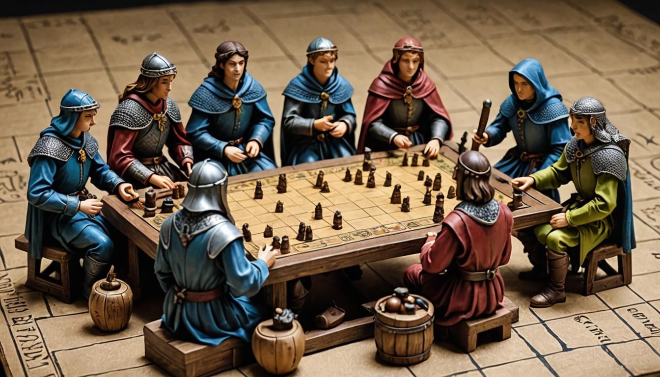 Teenagers Playing Medieval Board Game with Figurines