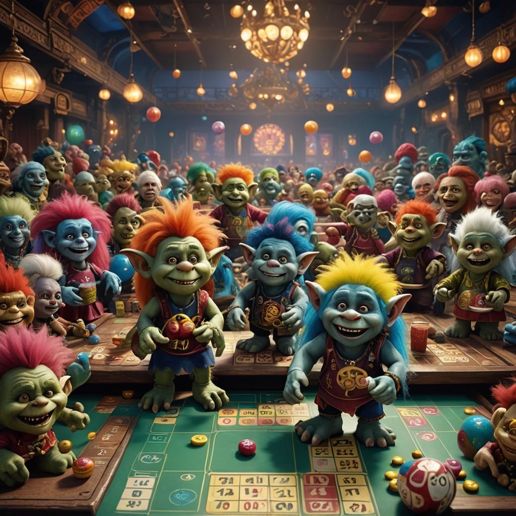 Troll Dolls Play Bingo: Detailed Matte Painting