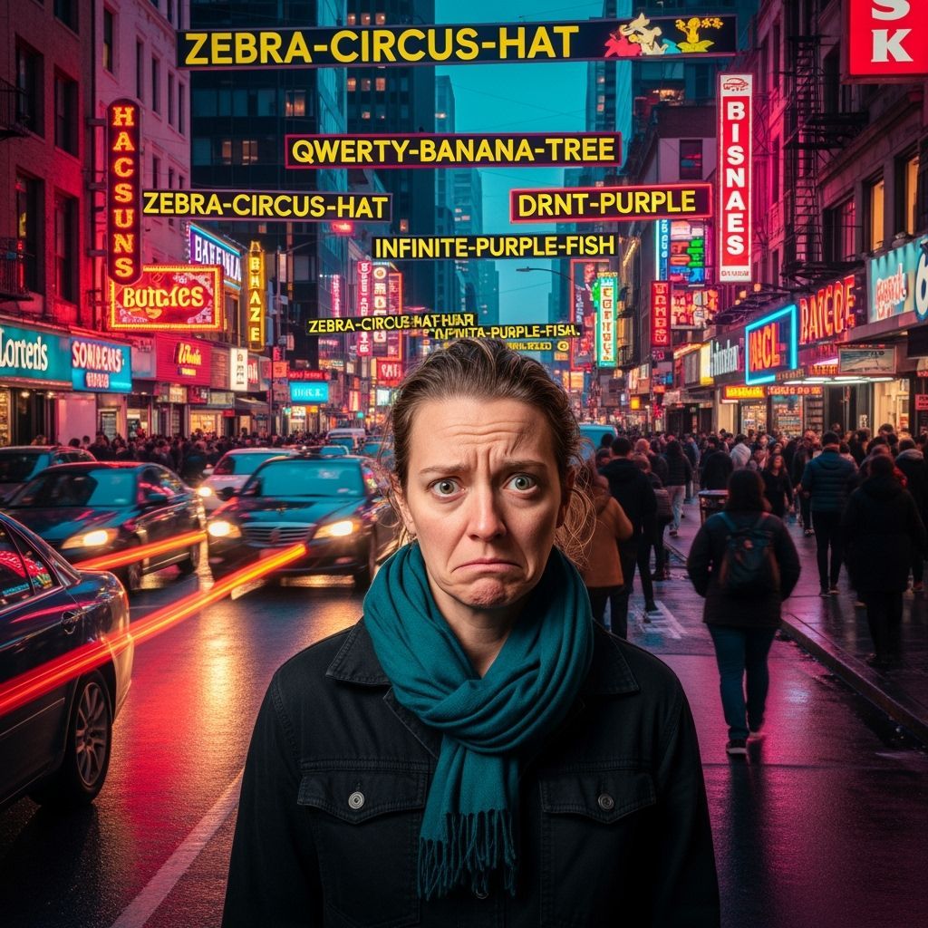 Overwhelmed Person in Chaotic City at Dusk