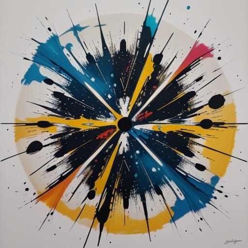 Abstract Expressionist Masterpiece in Vibrant Triadic Colors