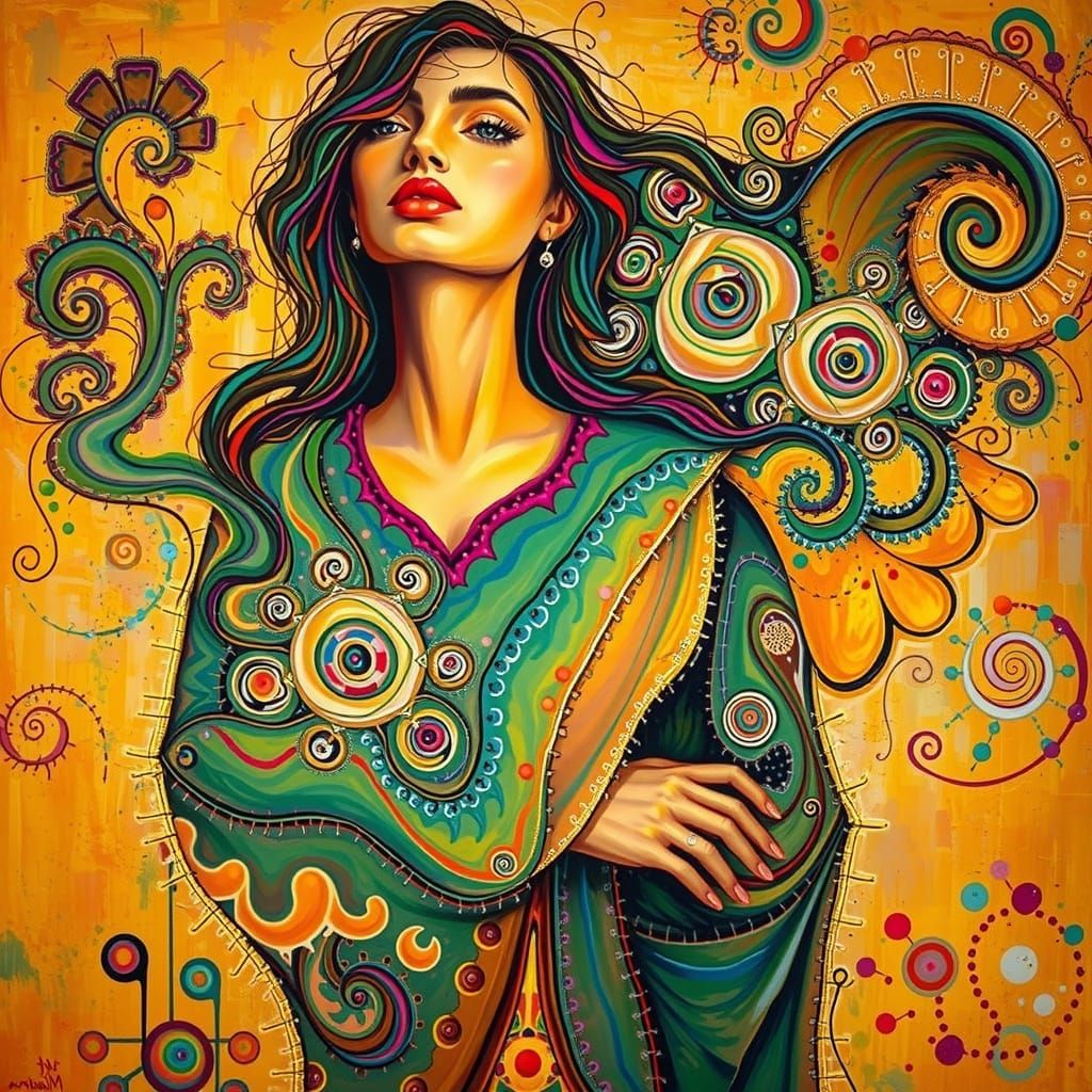 Vibrant Abstract Expressionism with Kaleidoscopic Fractals