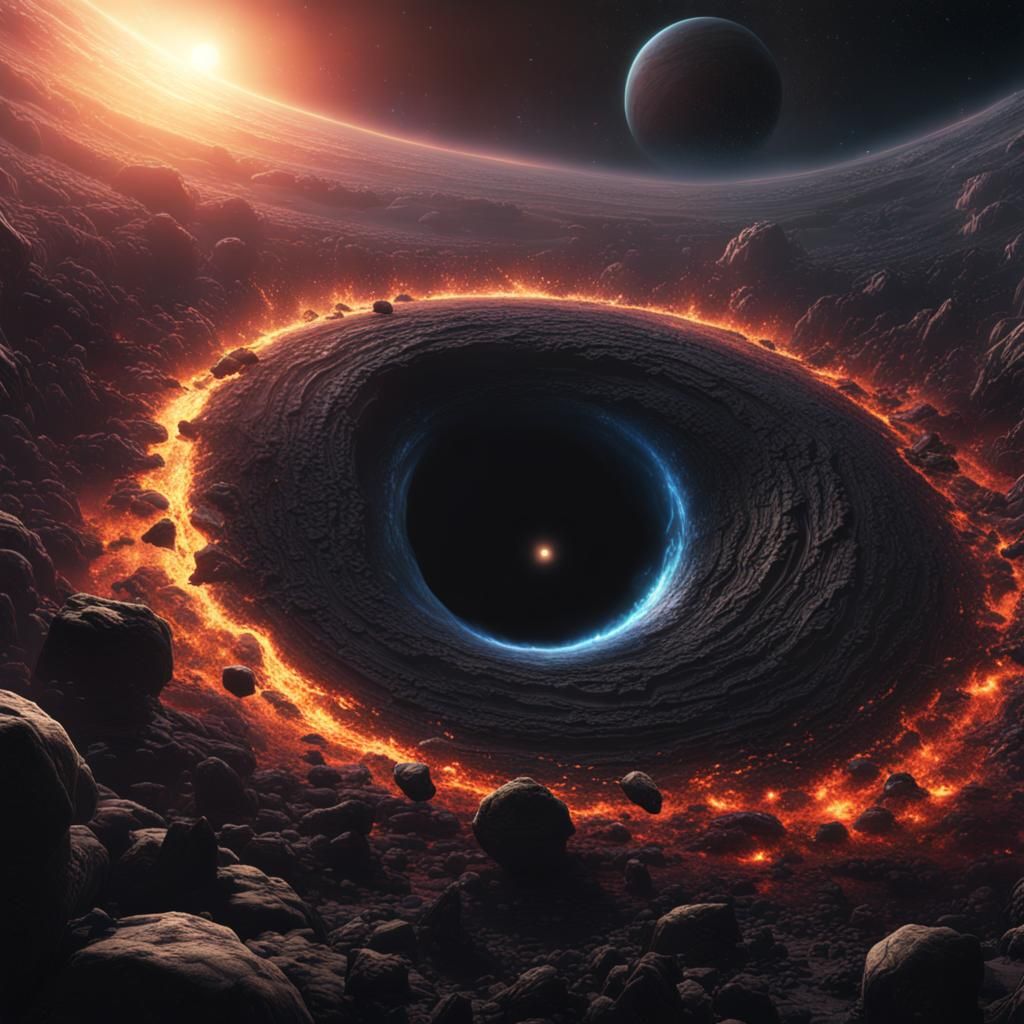 Black hole swallowing a planet