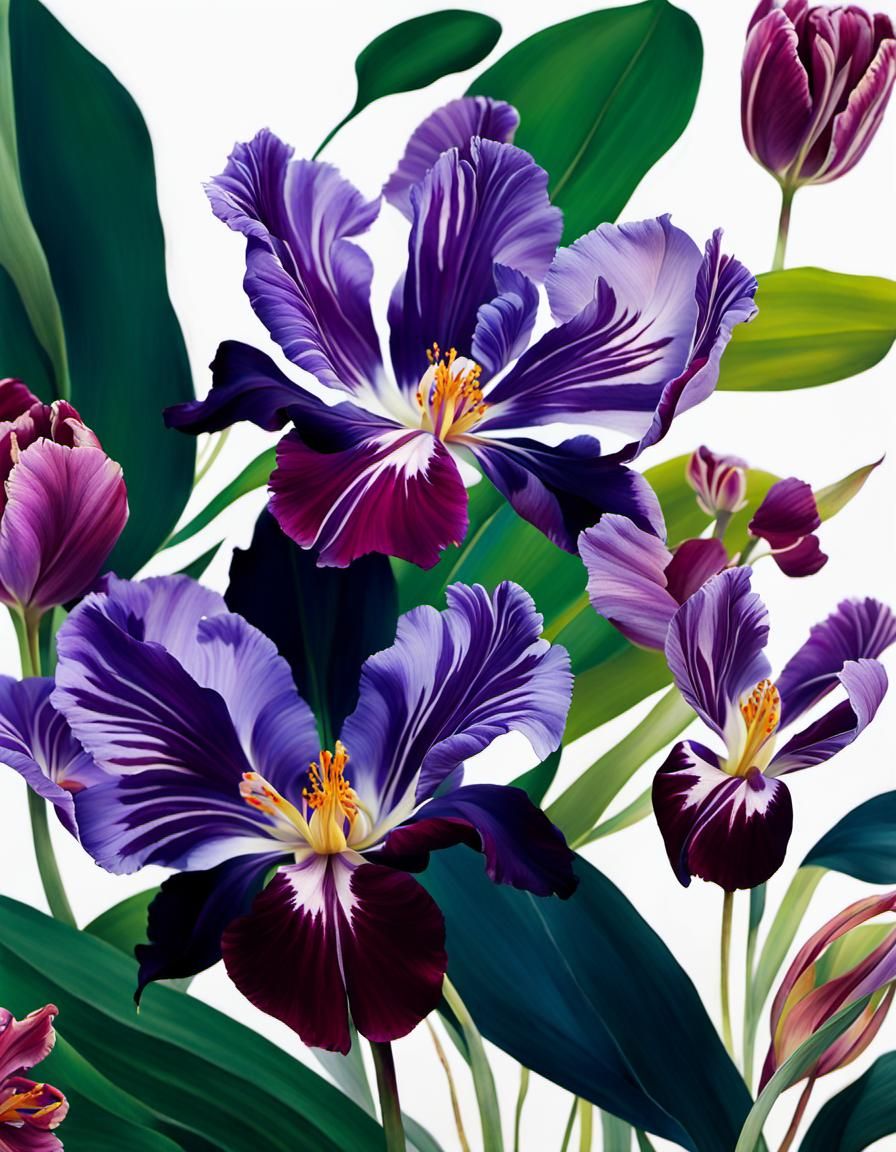 Purple Parrot Tulip in Vivid 8K Collage