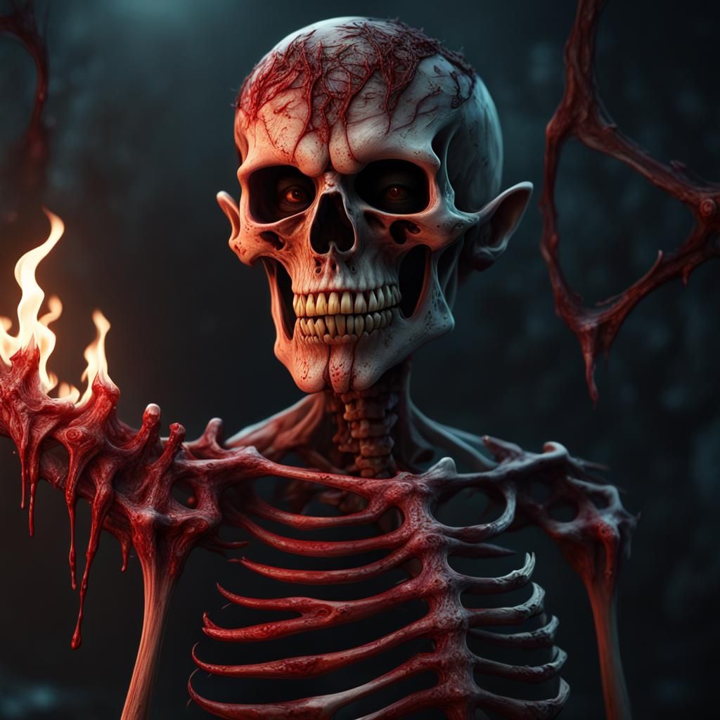 Demonic Peter Pan Blood Portrait in Fantasy Art Style