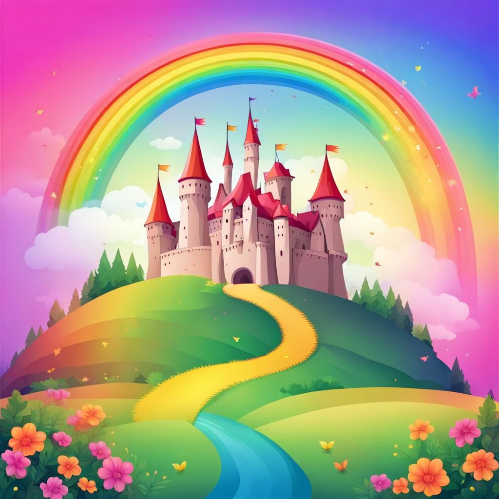 Rainbow Castle: A Fairytale Scene