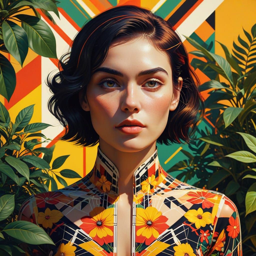 Woman in a Pop Art Secret Garden