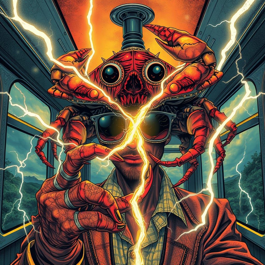 Cubist Retro-Futurist Punk with Lightning, 1910s Style