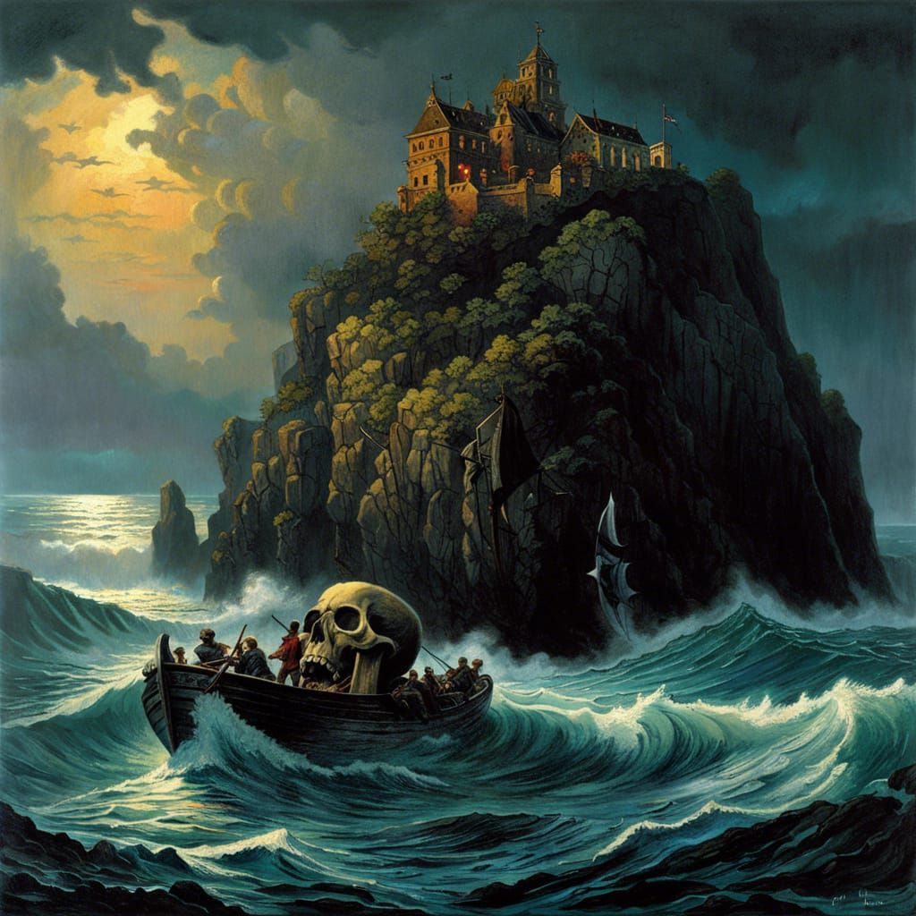 Skull Island: A Dramatic Oceanscape Illustration