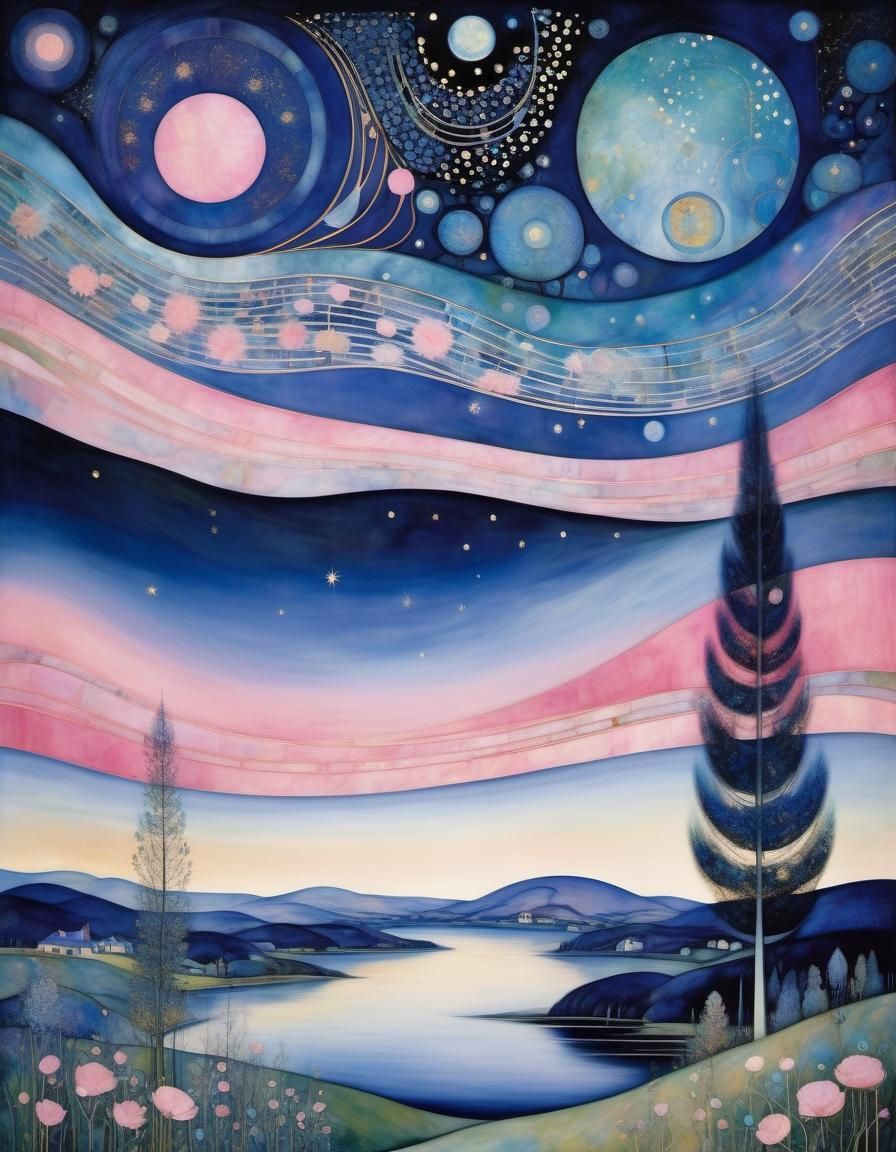 Ethereal Nocturnal Landscape in Pastel Hues