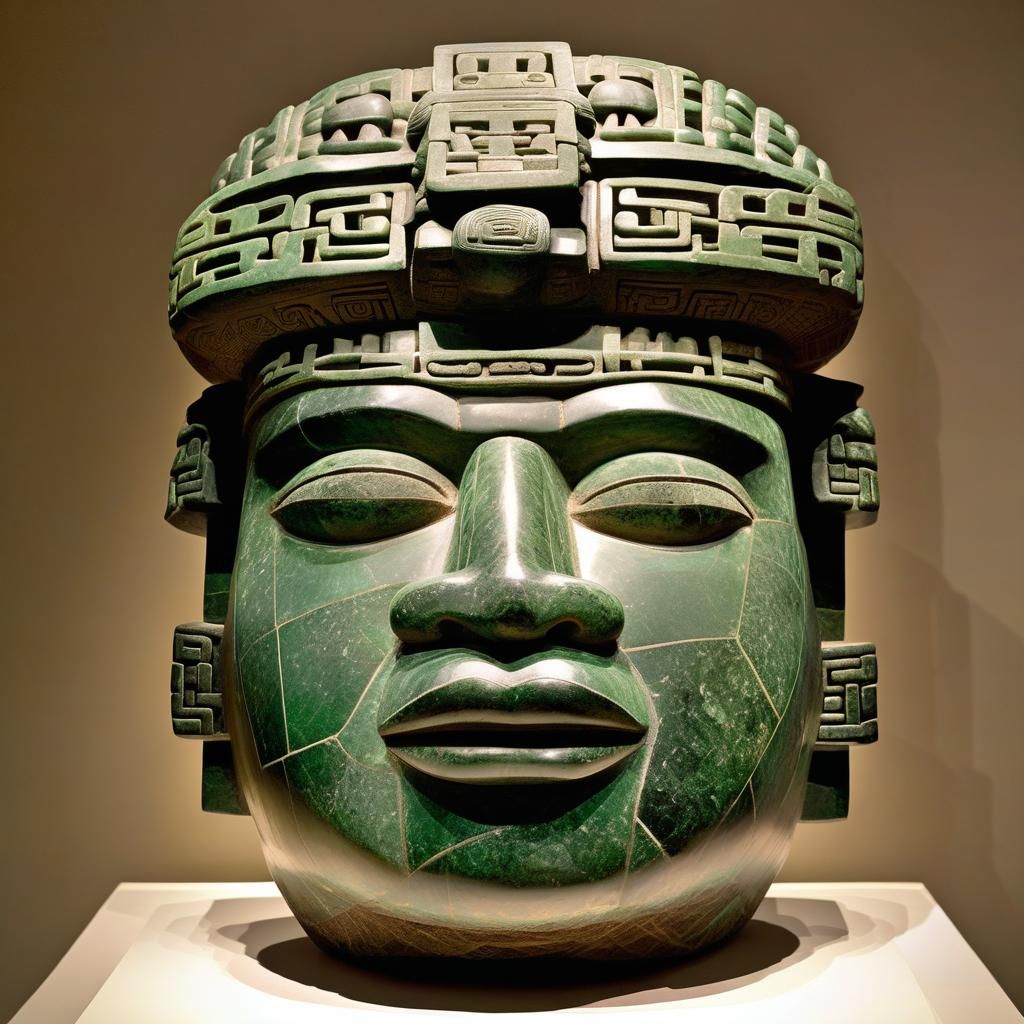 Ancient Olmec Jade Sculpture of a Man