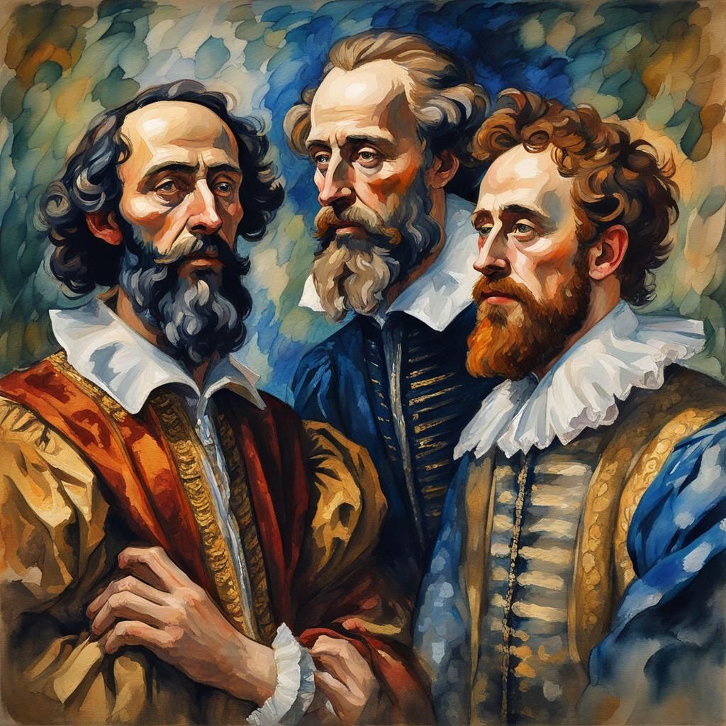 Shakespearean Characters in Gouache Style, Group Portrait