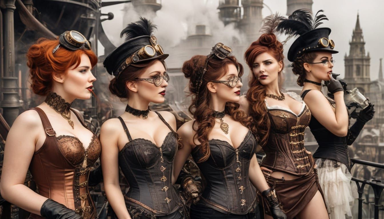Glamorous Steampunk Socialites in Victorian London
