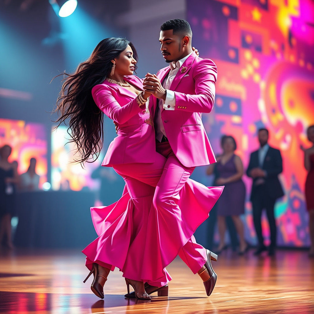 Flamenco Dancer in Pink: Hyperrealistic Digital Art