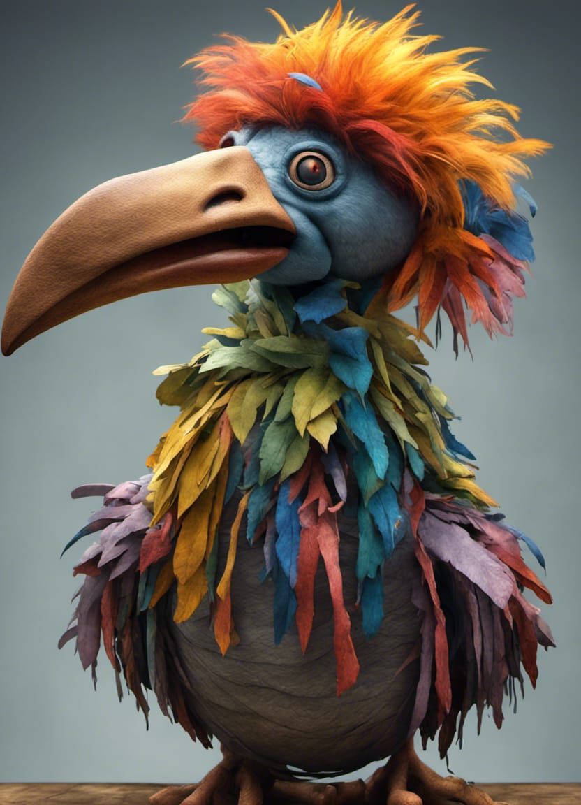 Colorful Dodo Puppet, 3D Digital Art