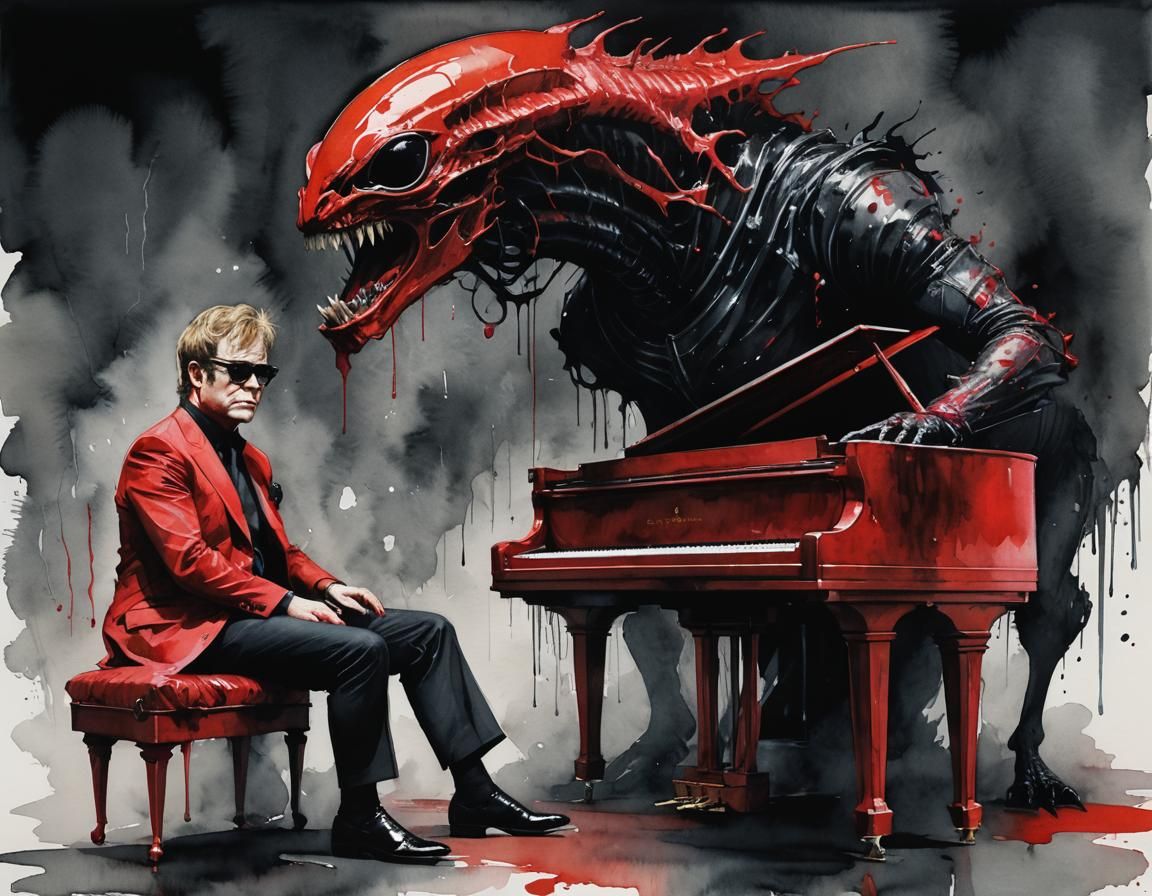 Elton john with a mad alien