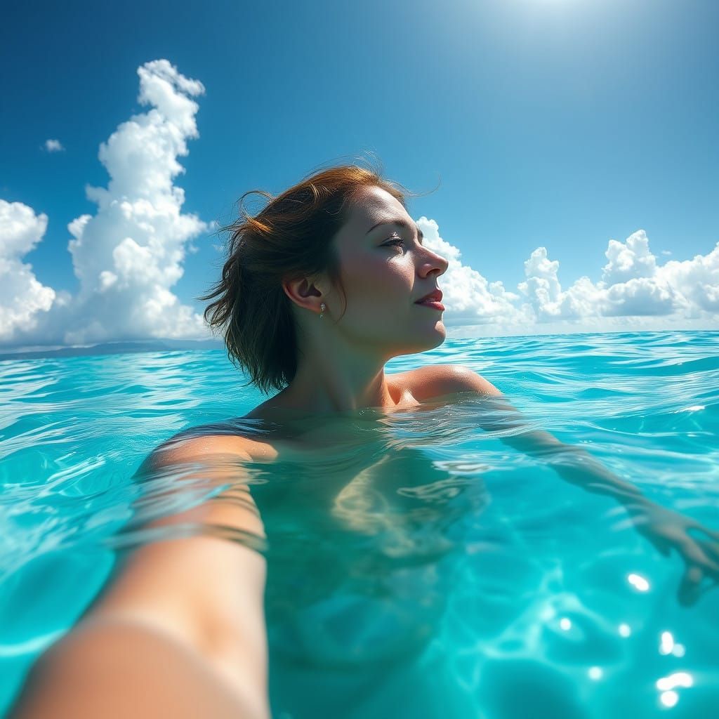 A Serene Maiden Adorned in Turquoise Depths