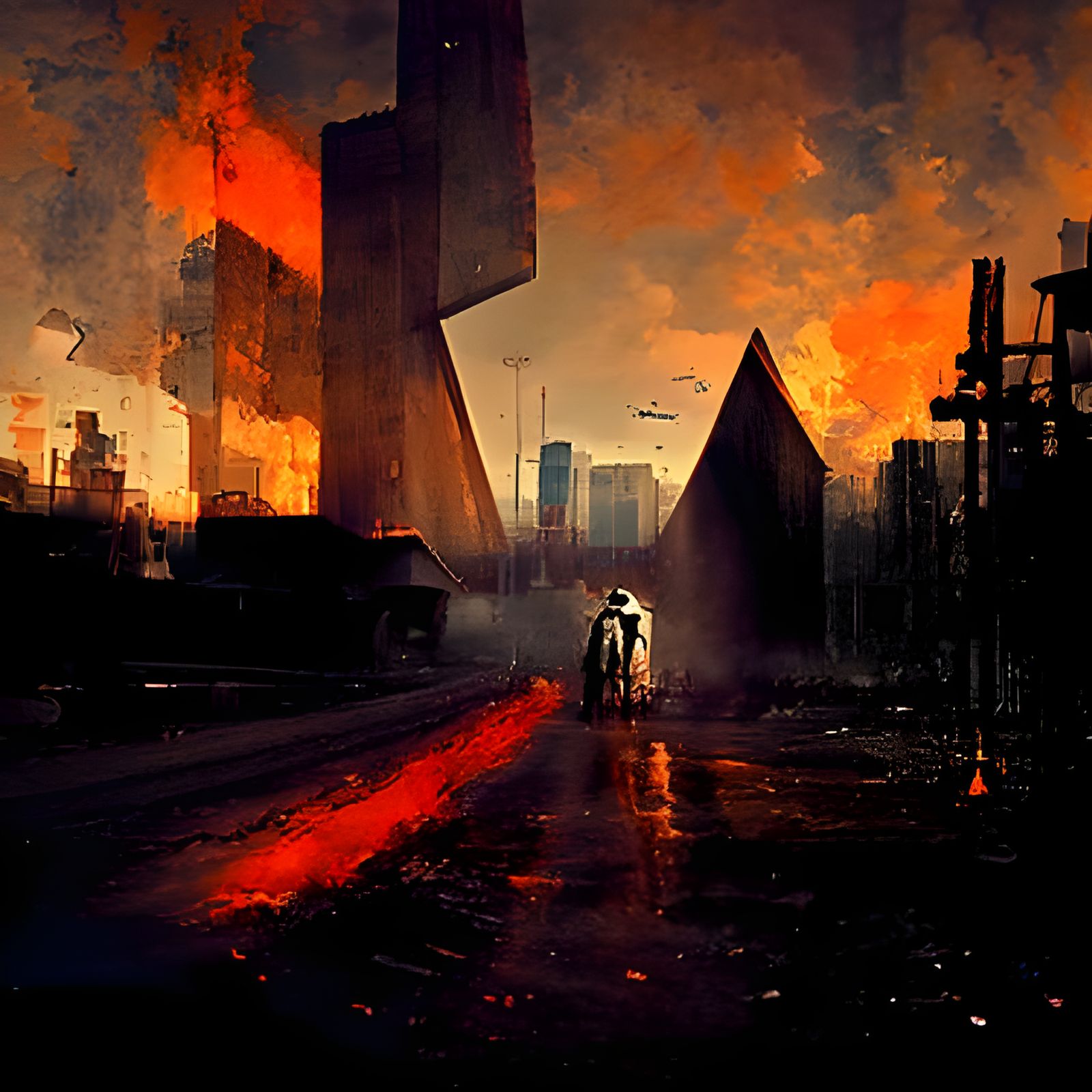 Dystopian Bauhaus Cityscape in Film Noir Style