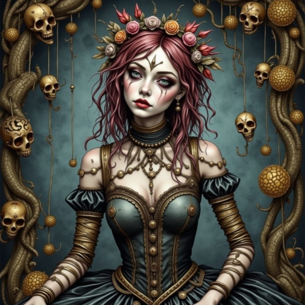 Cyberpunk Woman Speaks to Man by Firelight