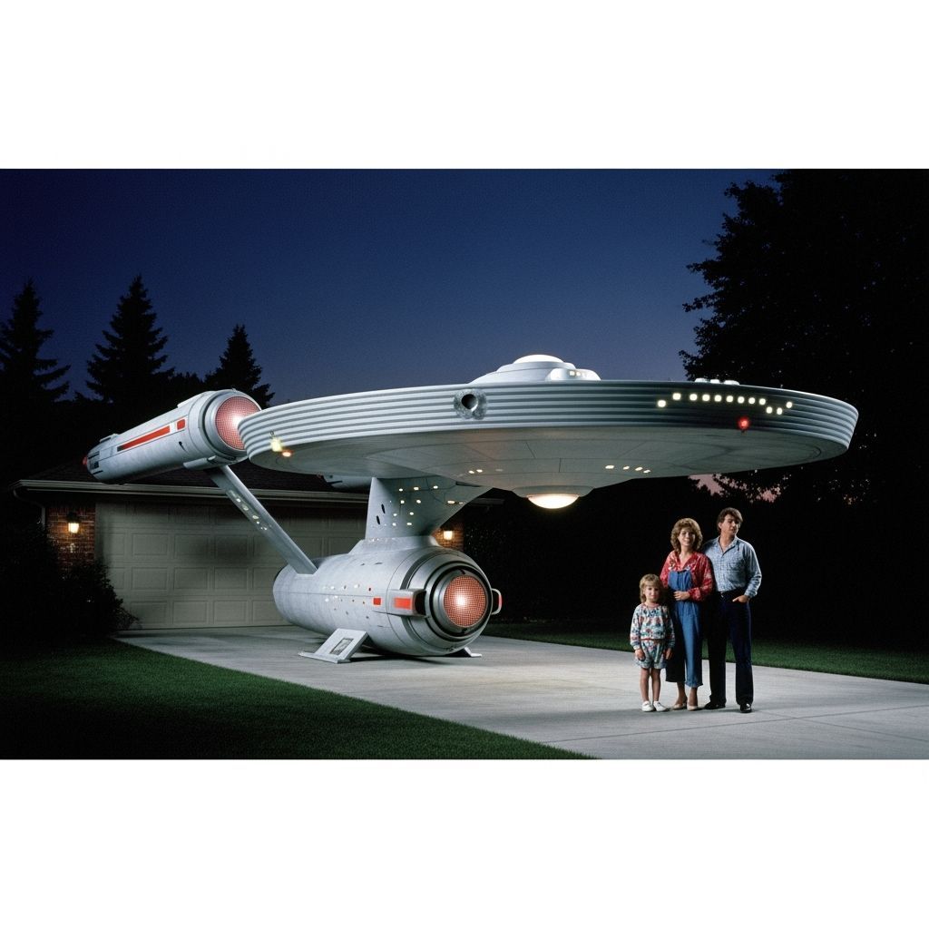 Starship Enterprise in a 1980s Sitcom Driveway