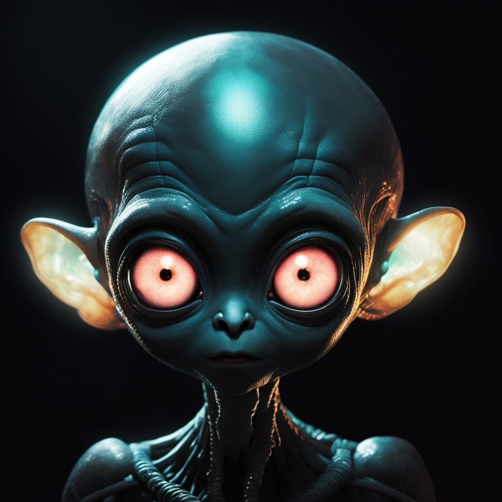 Surreal Portrait of an Alien Baby in Space