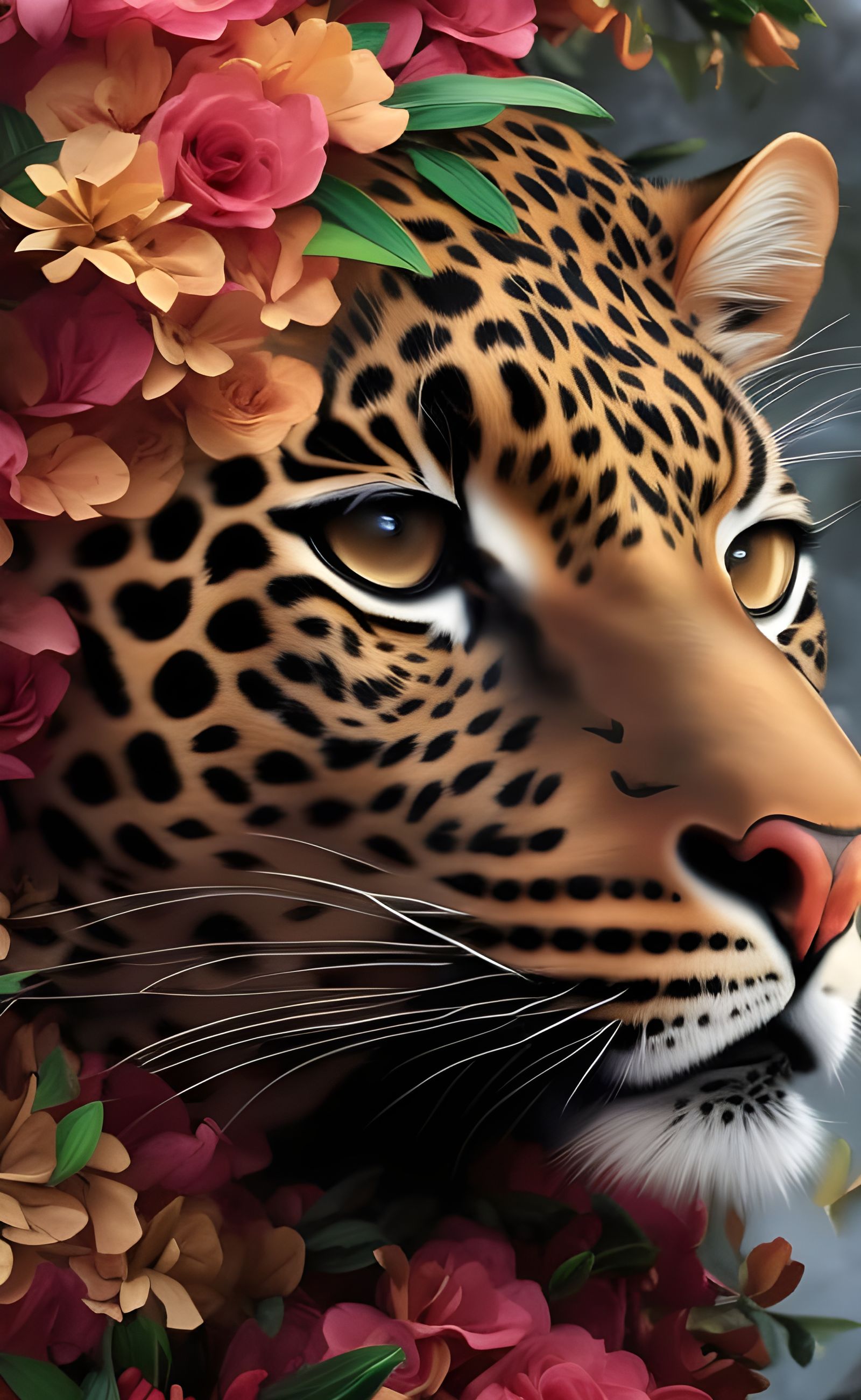 Leopard in the Flowers