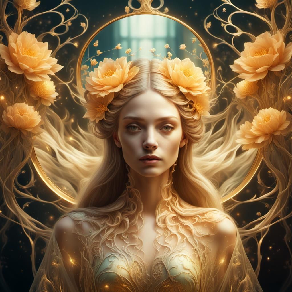 Mystical Mirror: Girl's Surreal Transformation