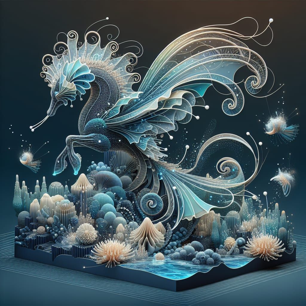 Underwater Hologram: Elegant Seahorse Creature