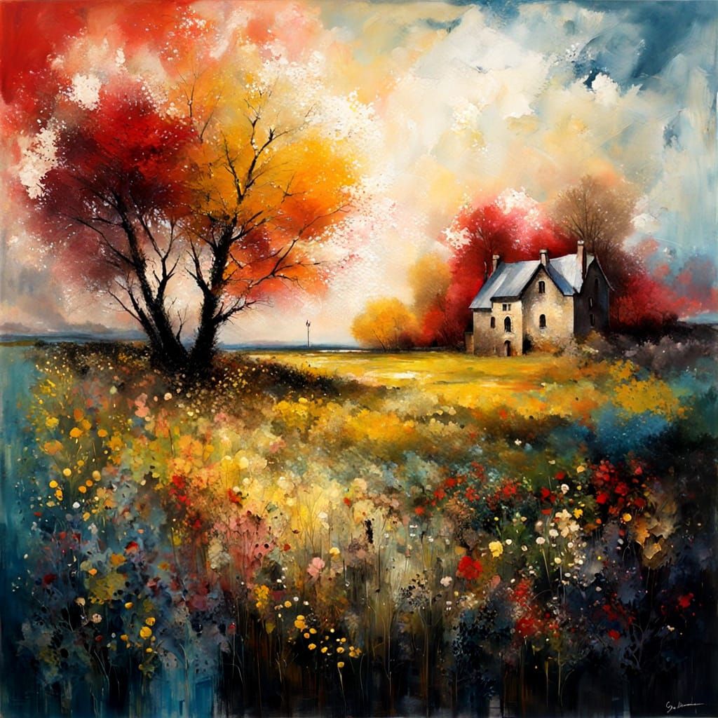 Expressionist Impasto Painting with Summer Colors